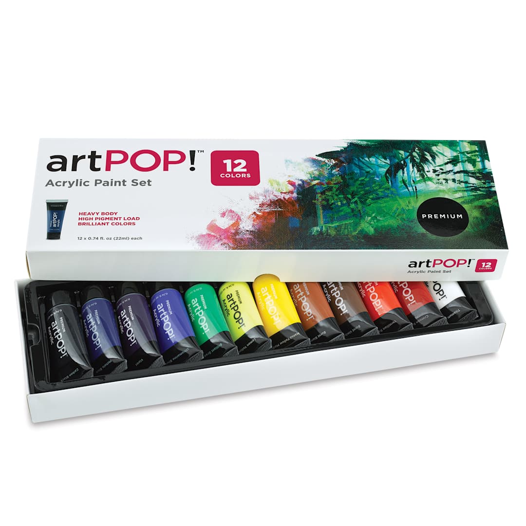 Open in modal - artPOP! Heavy Body Acrylic Paints - Set of 12 (Front of packaging)