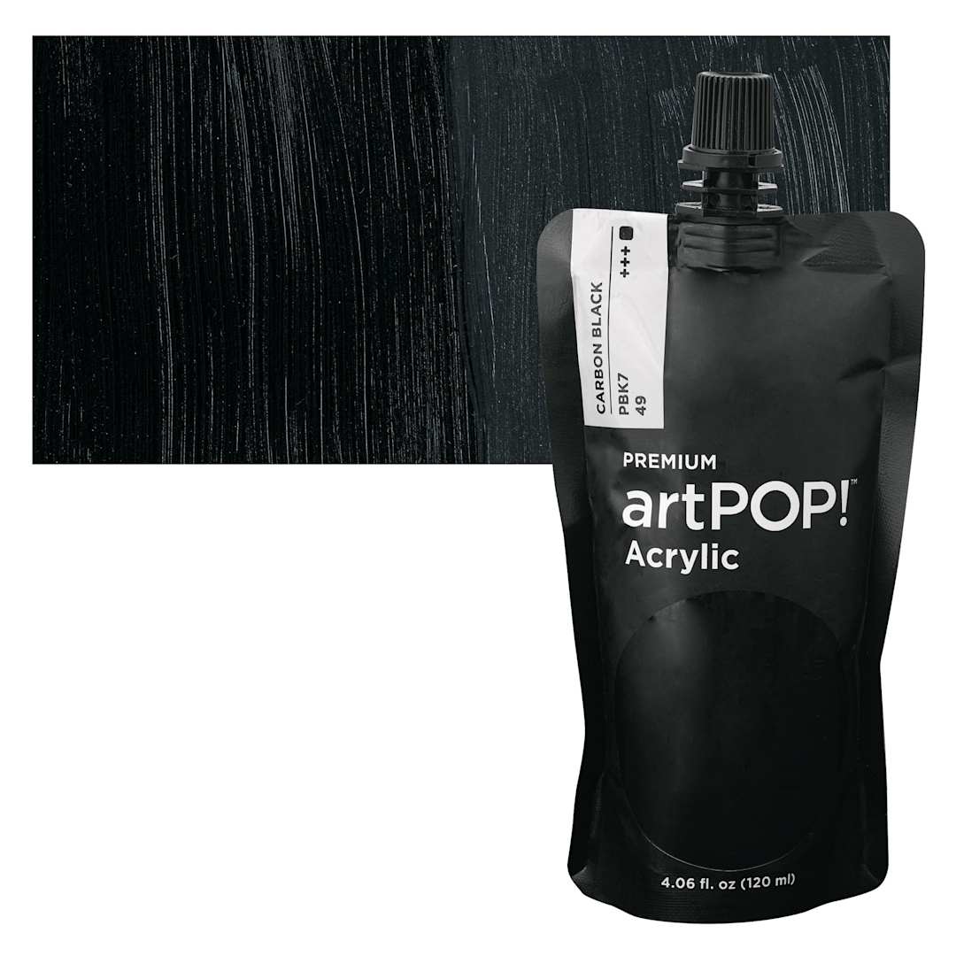Open in modal - artPOP! Heavy Body Acrylic Paint - Carbon Black, 120 ml Pouch and swatch