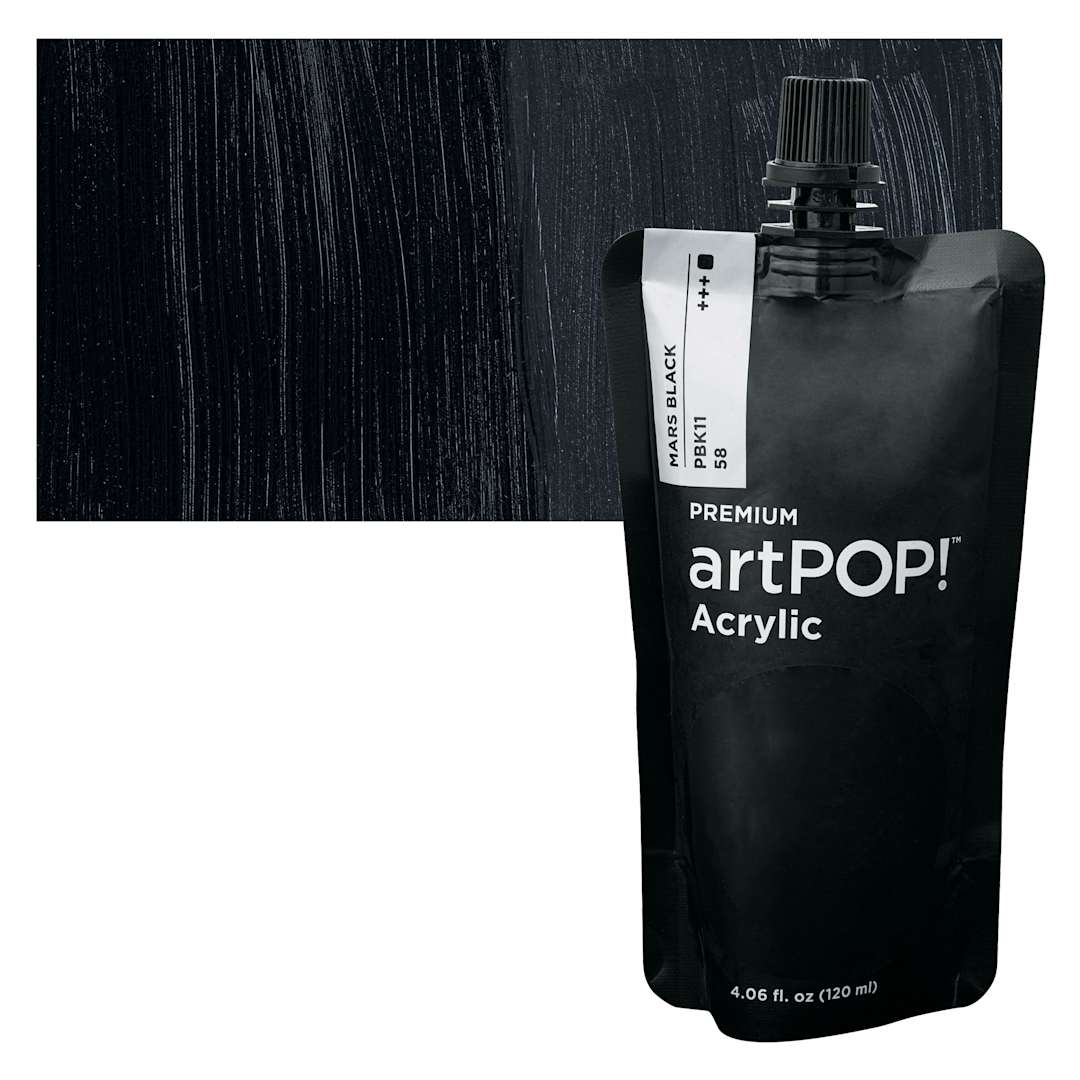 Open in modal - artPOP! Heavy Body Acrylic Paint - Mars Black, 120 ml Pouch and swatch