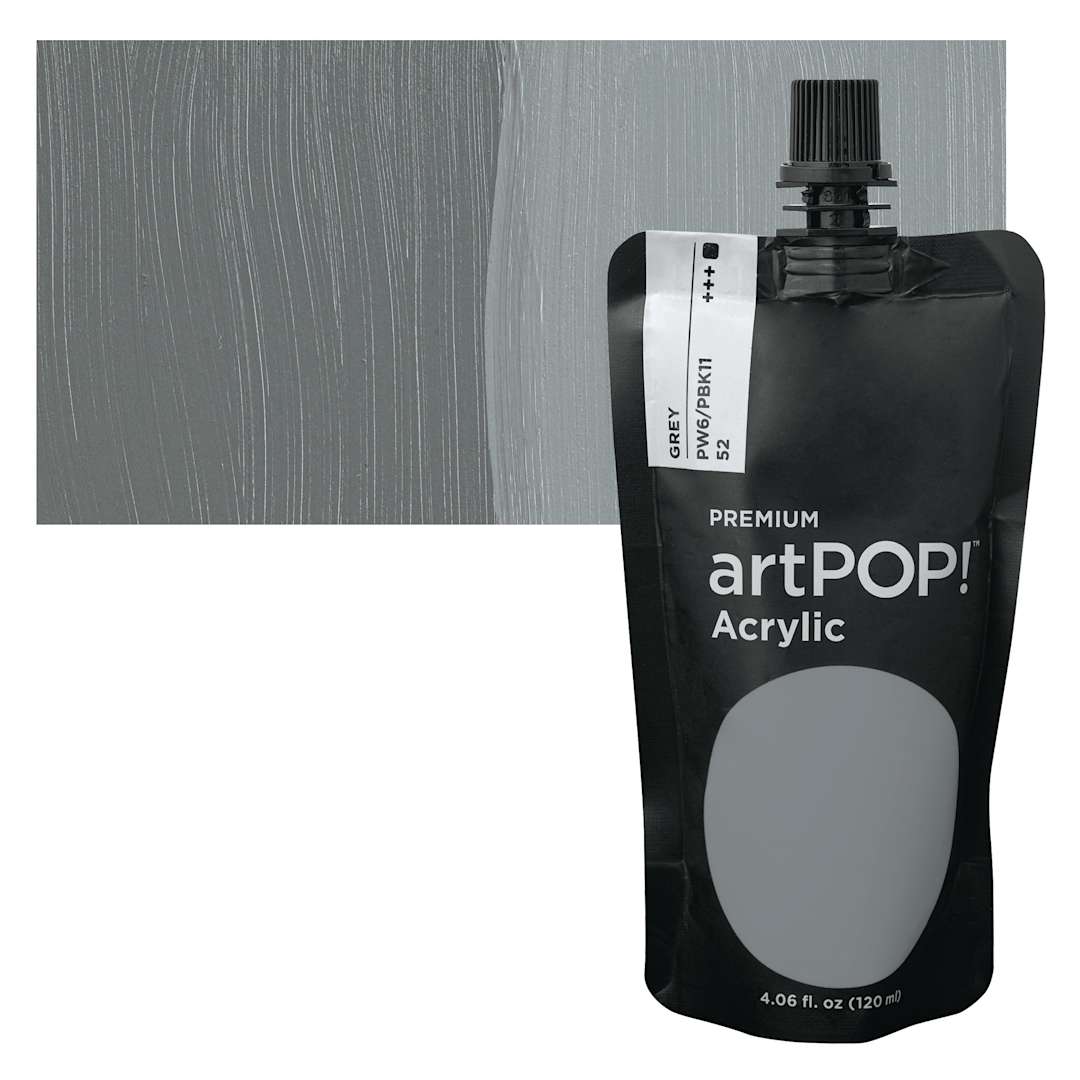 Open in modal - artPOP! Heavy Body Acrylic Paint - Gray, 120 ml Pouch and swatch