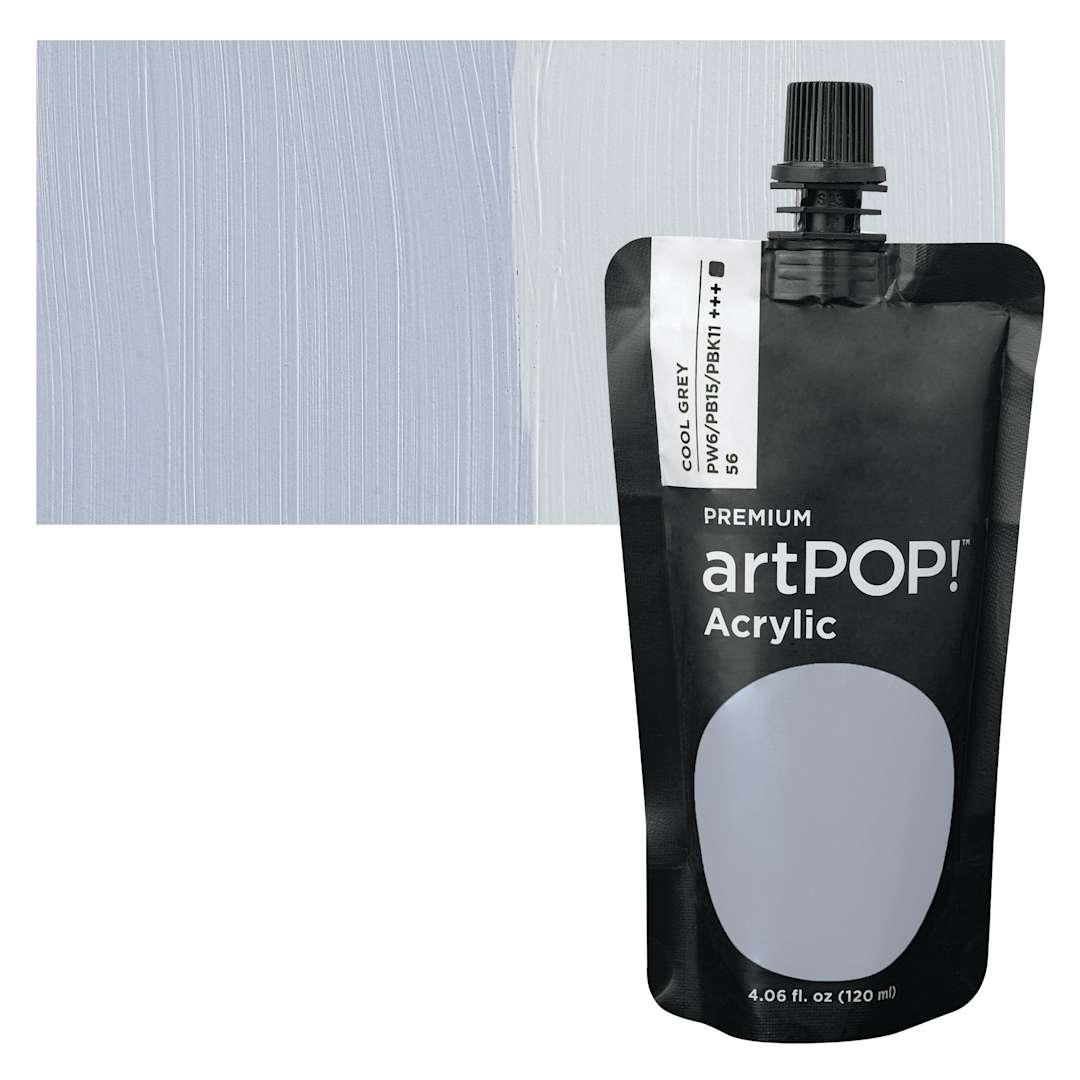 Open in modal - artPOP! Heavy Body Acrylic Paint - Cool Gray, 120 ml Pouch and swatch
