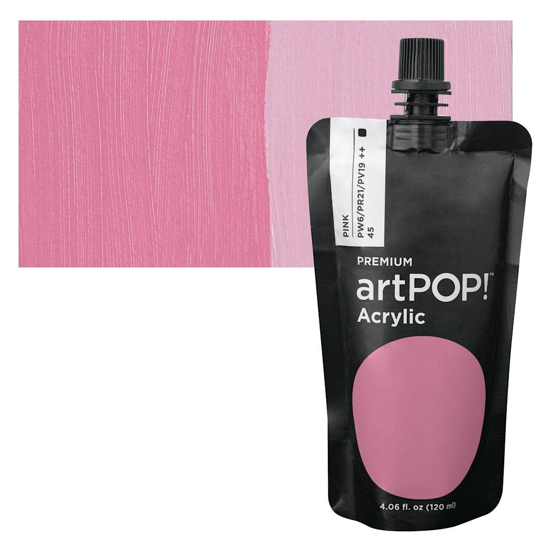 Open in modal - artPOP! Heavy Body Acrylic Paint - Pink, 120 ml Pouch and swatch