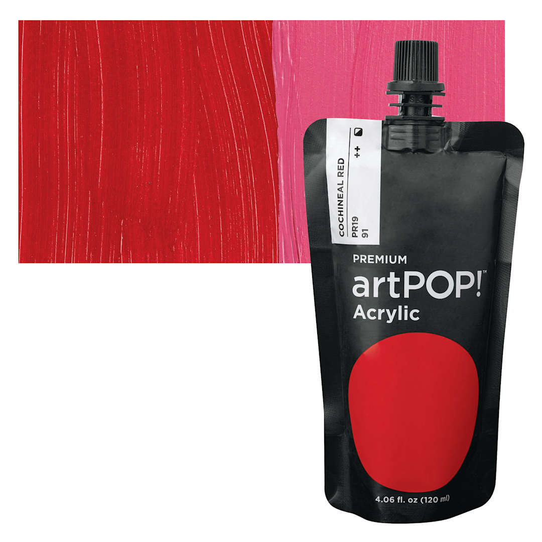Open in modal - artPOP! Heavy Body Acrylic Paint - Cochineal Red, 120 ml Pouch and swatch