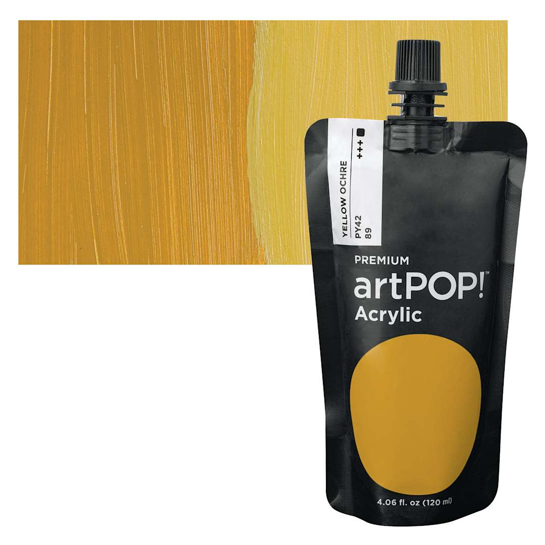 Open in modal - artPOP! Heavy Body Acrylic Paint - Yellow Ochre, 120 ml Pouch and swatch