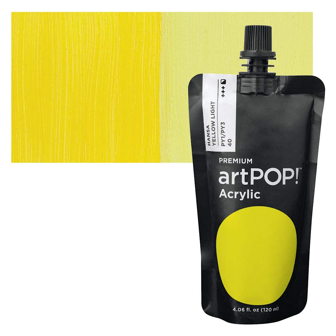 Open in modal - artPOP! Heavy Body Acrylic Paint - Hansa Yellow Light, 120 ml Pouch and swatch