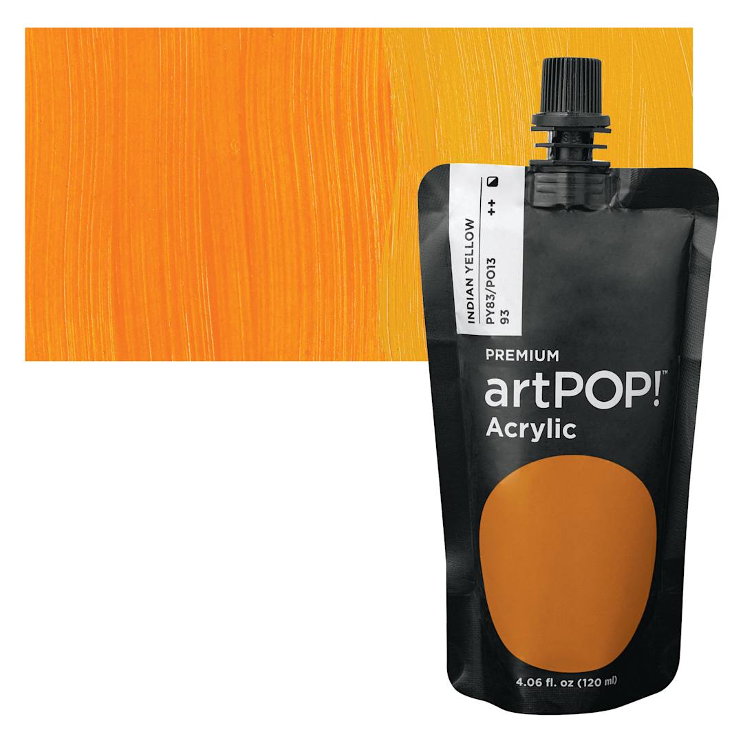 Open in modal - artPOP! Heavy Body Acrylic Paint - Indian Yellow, 120 ml Pouch and swatch