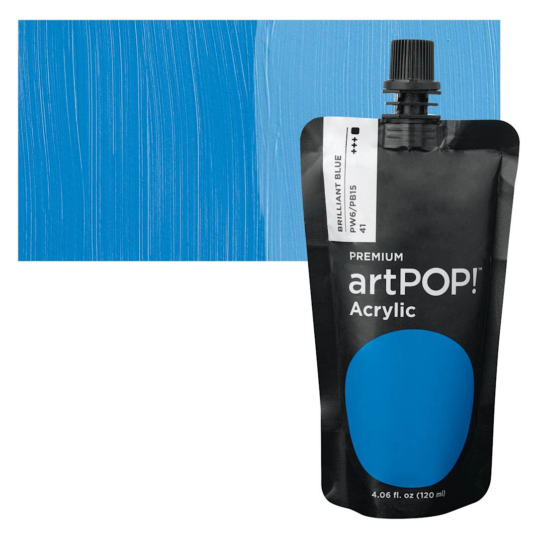 Open in modal - artPOP! Heavy Body Acrylic Paint - Brilliant Blue, 120 ml Pouch and swatch