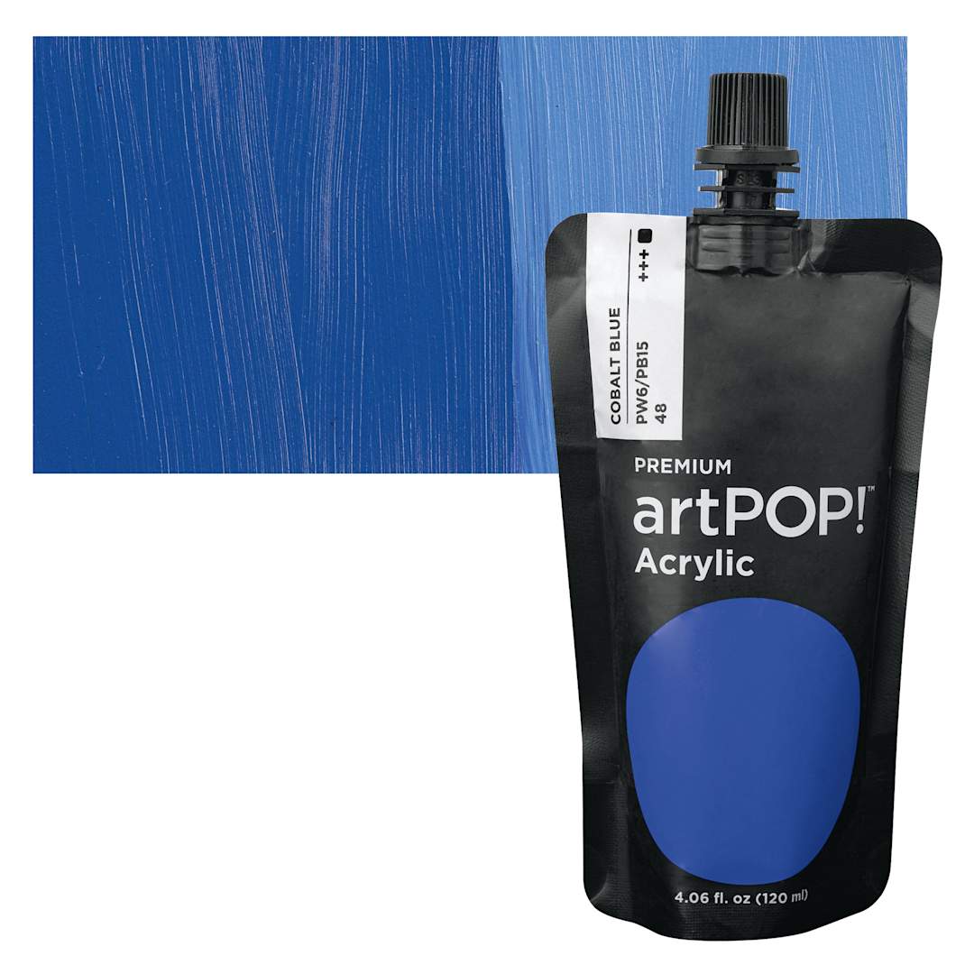 Open in modal - artPOP! Heavy Body Acrylic Paint - Cobalt Blue, 120 ml Pouch and swatch