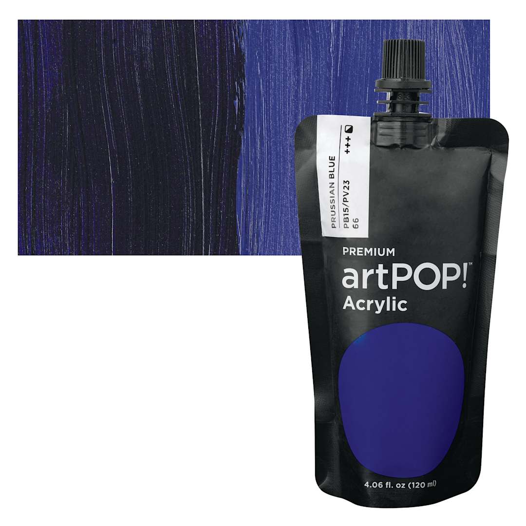 Open in modal - artPOP! Heavy Body Acrylic Paint - Prussian Blue, 120 ml Pouch and swatch