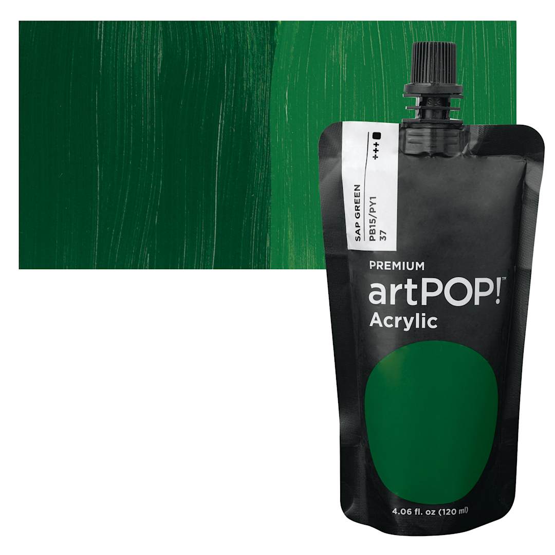 Open in modal - artPOP! Heavy Body Acrylic Paint - Sap Green, 120 ml Pouch and swatch