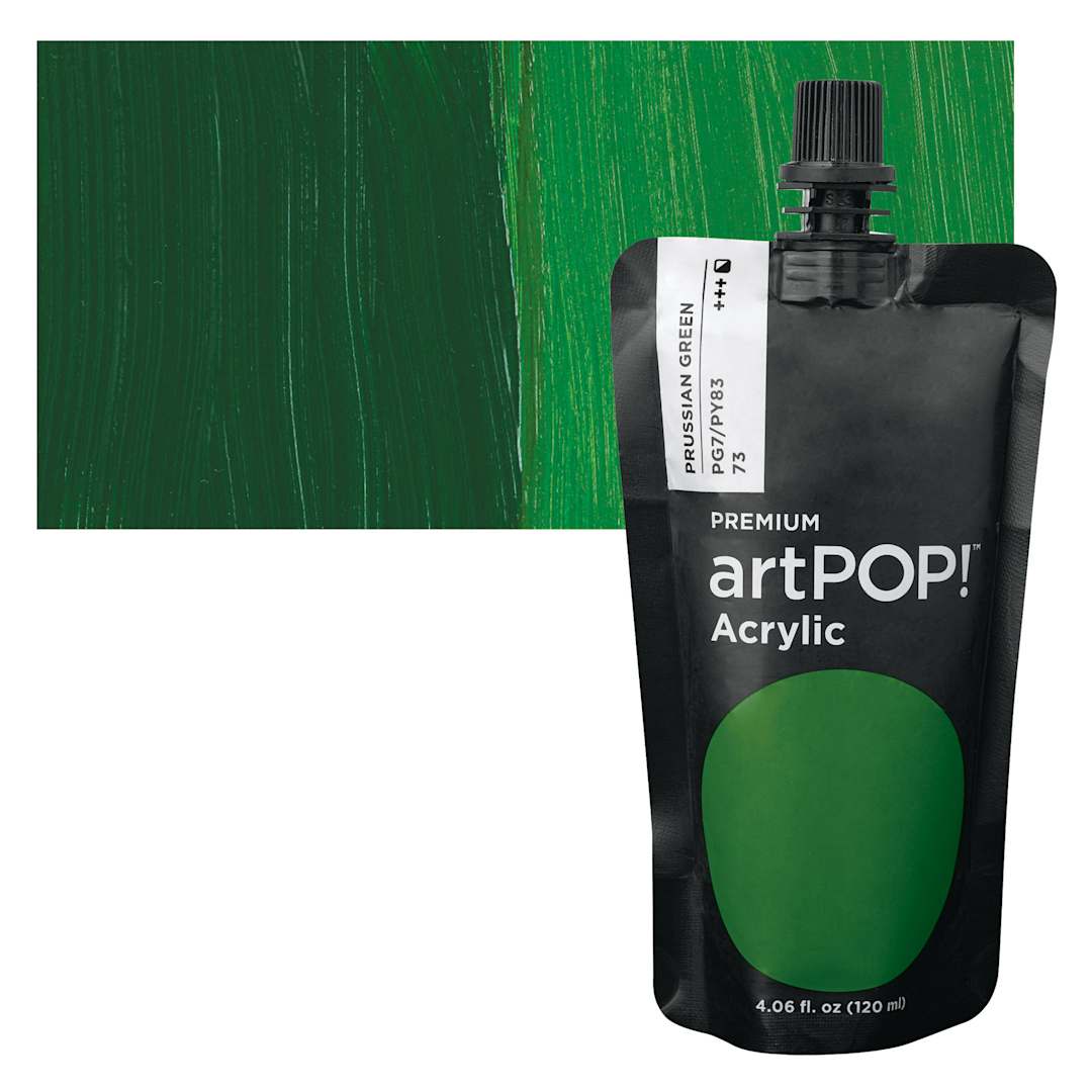 Open in modal - artPOP! Heavy Body Acrylic Paint - Prussian Green, 120 ml Pouch and swatch