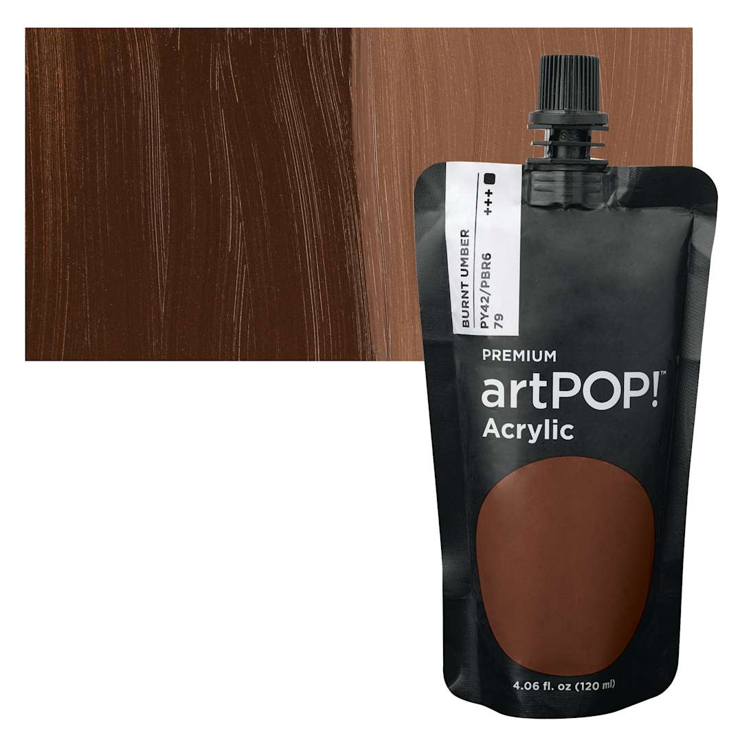 Open in modal - artPOP! Heavy Body Acrylic Paint - Burnt Umber, 120 ml Pouch and swatch
