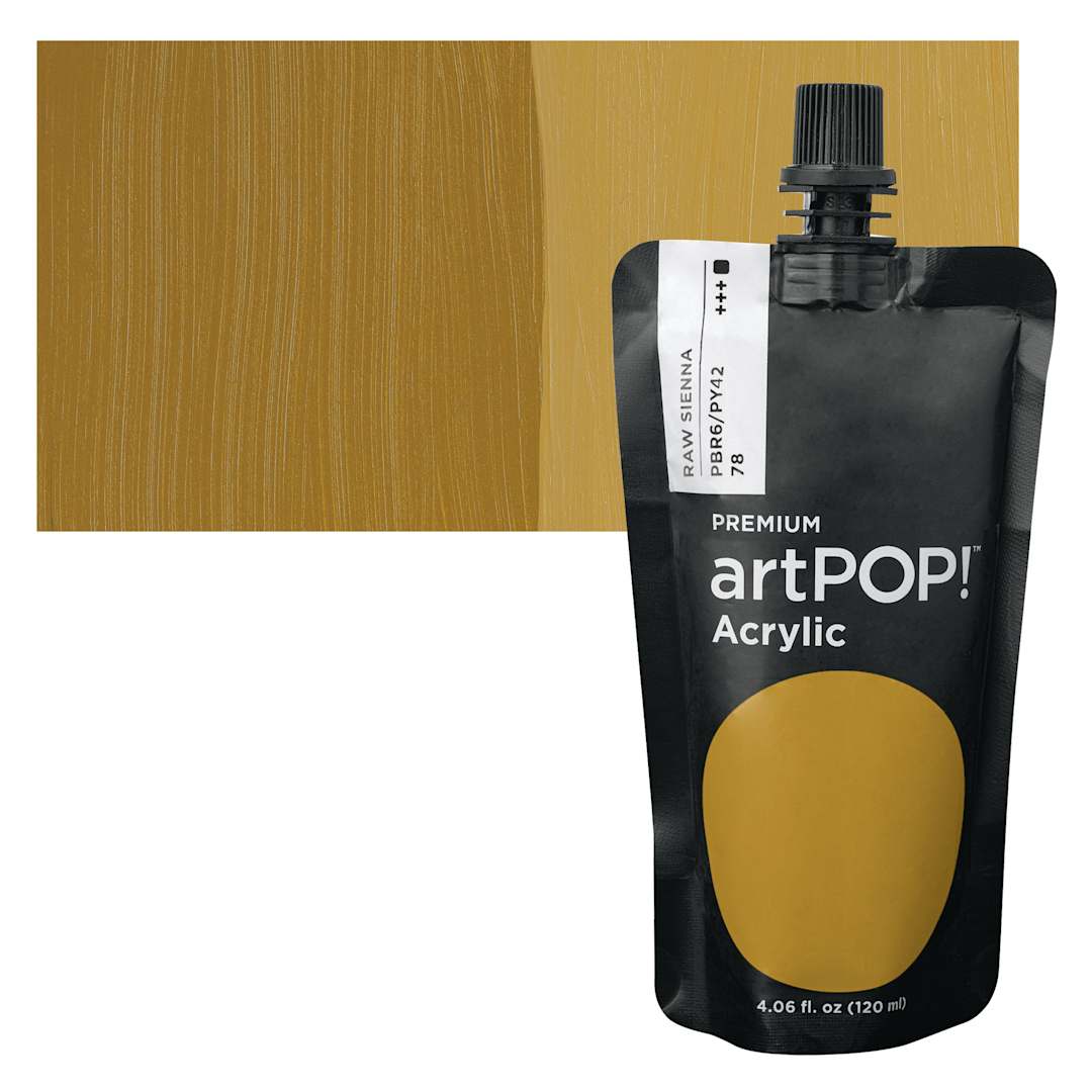 Open in modal - artPOP! Heavy Body Acrylic Paint - Raw Sienna, 120 ml Pouch and swatch