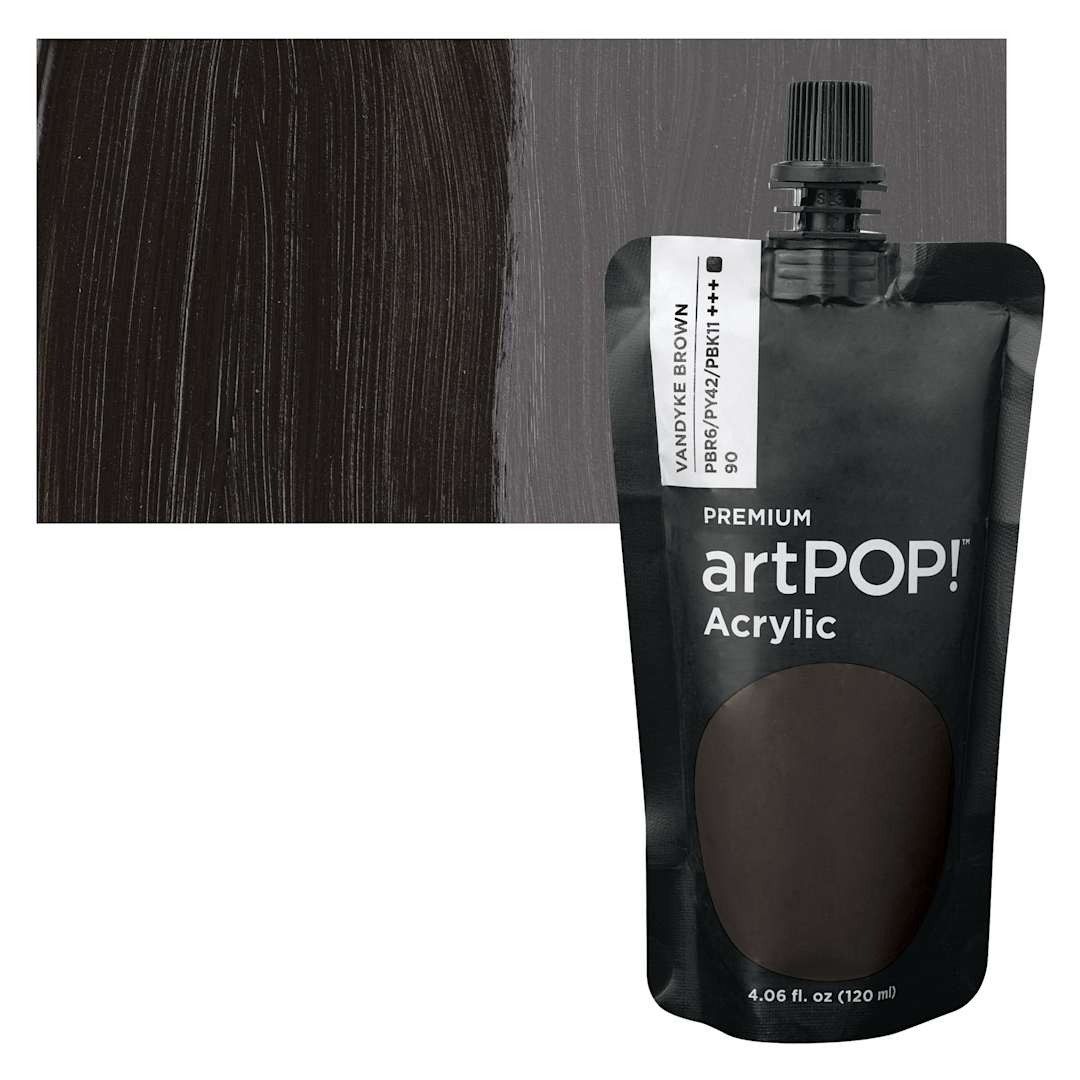 Open in modal - artPOP! Heavy Body Acrylic Paint - Vandyke Brown, 120 ml Pouch and swatch