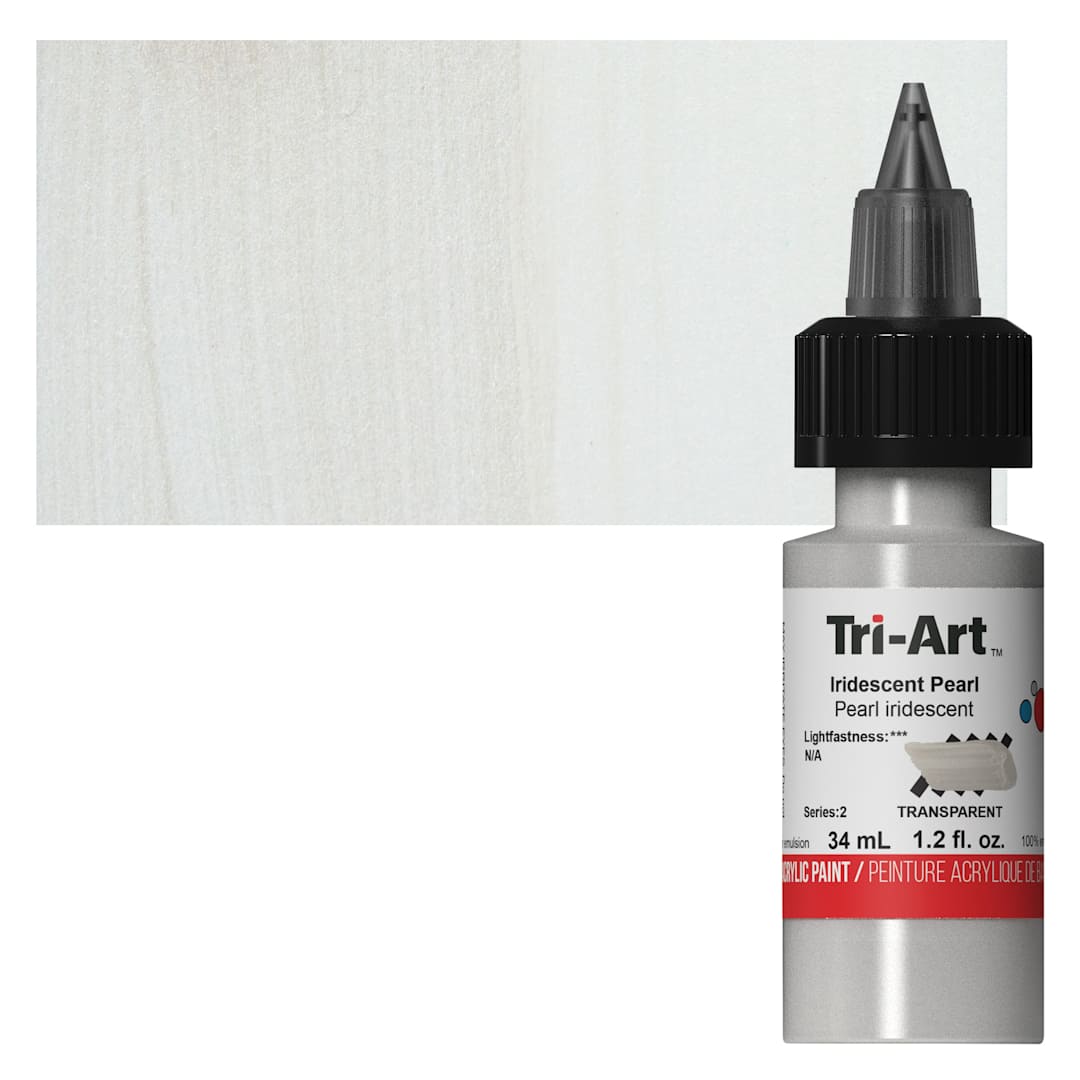 Open in modal - Tri-Art Low-Viscosity Artist Acrylic - Iridescent Pearl, 34 ml Tube and swatch
