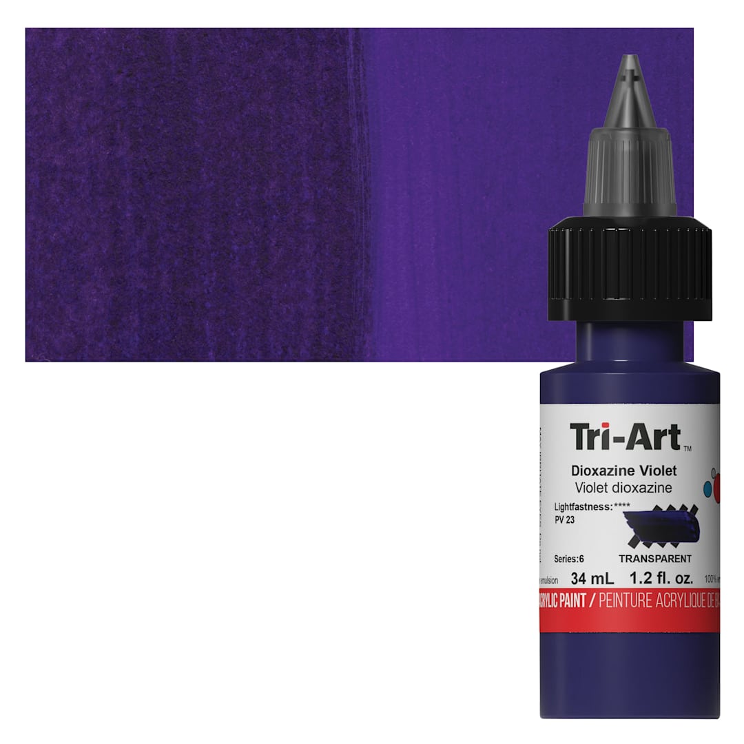 Open in modal - Tri-Art Low-Viscosity Artist Acrylic - Dioxazine Violet, 34 ml Tube and swatch