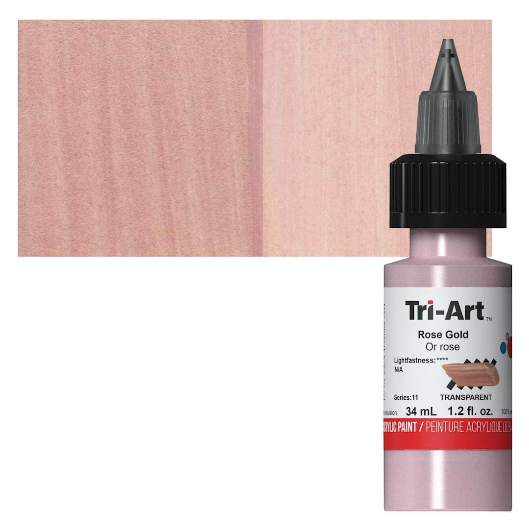 Open in modal - Tri-Art Low-Viscosity Artist Acrylic - Rose Gold, 34 ml Tube and swatch