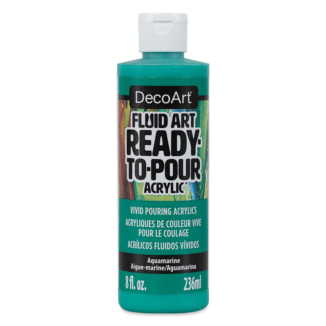 Open in modal - DecoArt Fluid Art Ready-To-Pour Acrylic - Aquamarine, 8 oz bottle (Front)
