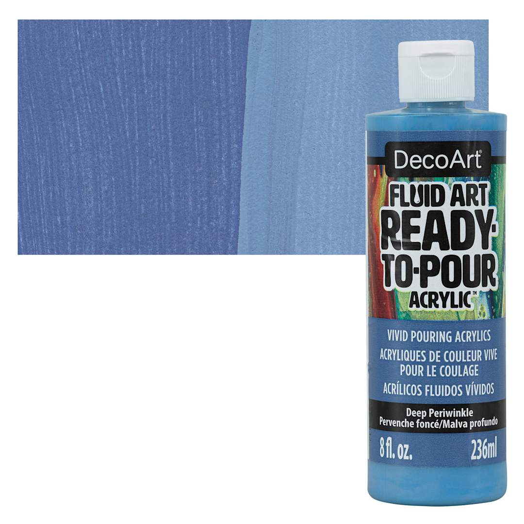 Open in modal - DecoArt Fluid Art Ready-To-Pour Acrylic - Deep Periwinkle, 8 oz Bottle and swatch