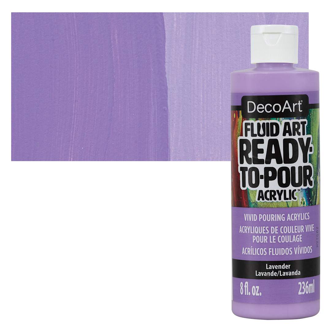 Open in modal - DecoArt Fluid Art Ready-To-Pour Acrylic - Lavender, 8 oz Bottle and swatch