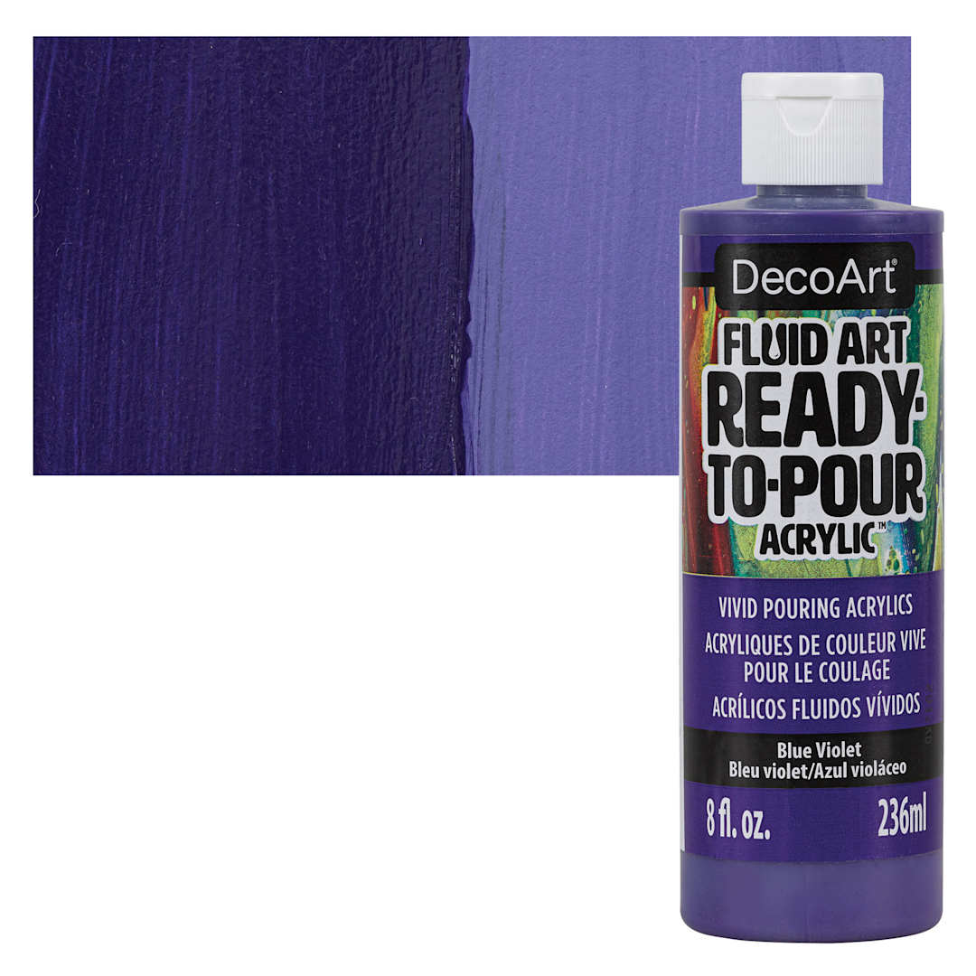 Open in modal - DecoArt Fluid Art Ready-To-Pour Acrylic - Blue Violet, 8 oz Bottle and swatch