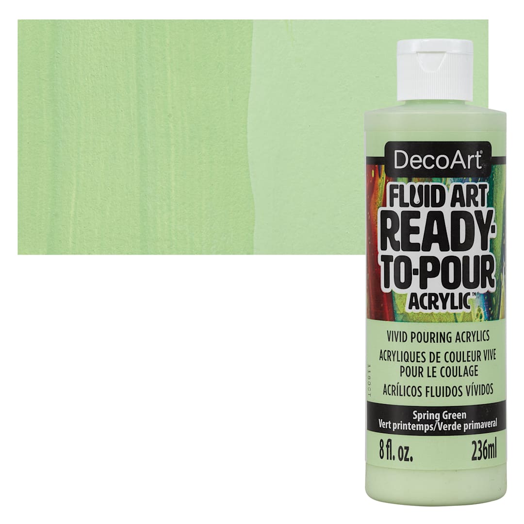 Open in modal - DecoArt Fluid Art Ready-To-Pour Acrylic - Spring Green, 8 oz Bottle and swatch