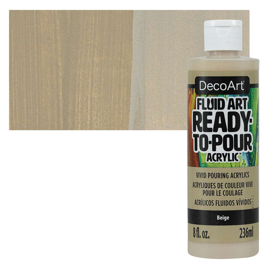 Open in modal - DecoArt Fluid Art Ready-To-Pour Acrylic - Beige, 8 oz Bottle and swatch