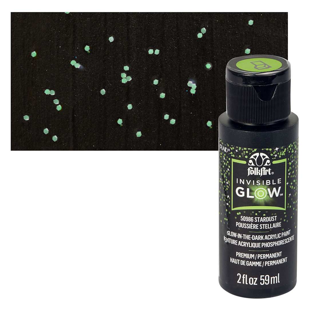 Open in modal - FolkArt Invisible Glow Acrylic Paint - Stardust - Bottle and Swatch