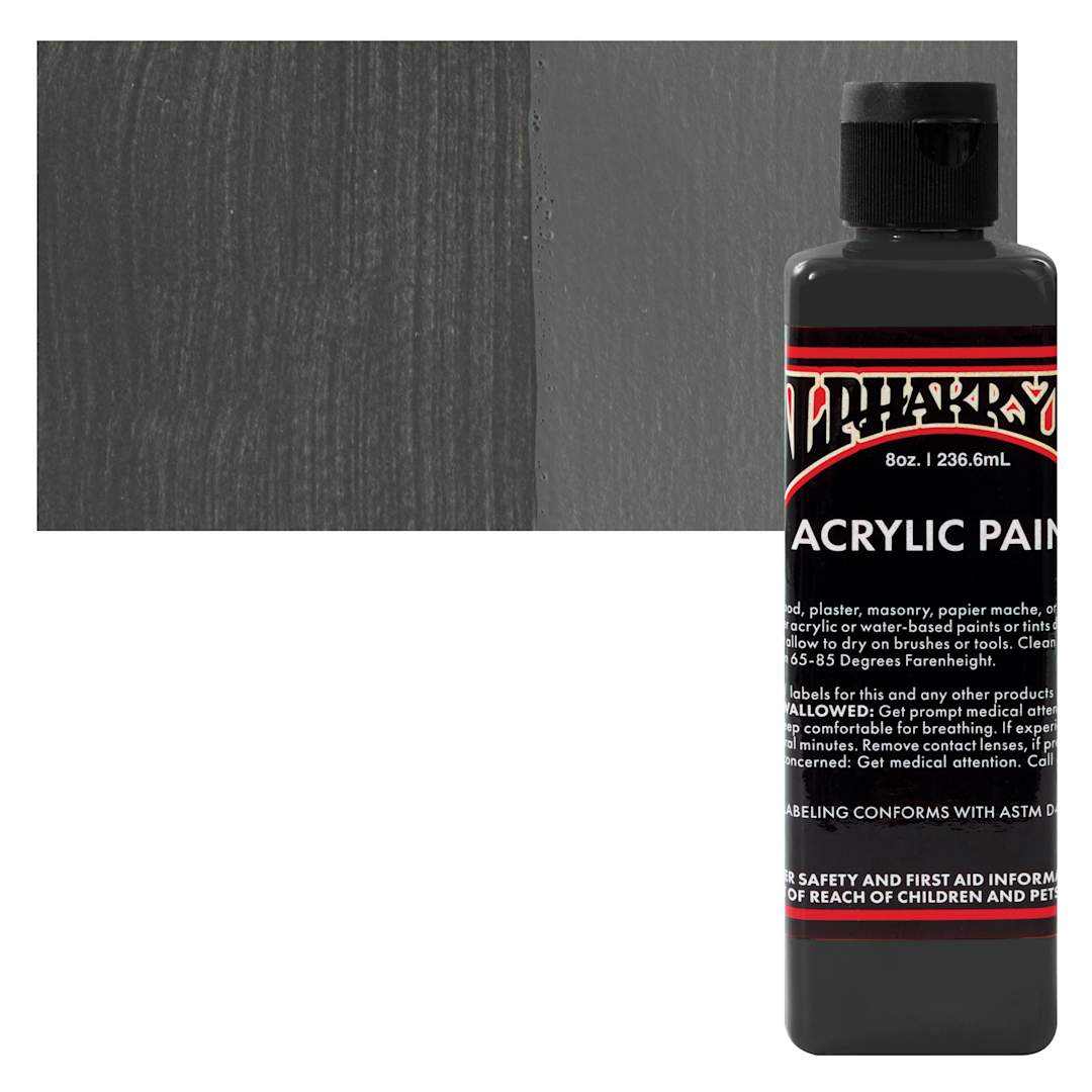Open in modal - Alpha6 Alphakrylic Acrylic Paint - Medium Grey, 8 oz bottle and swatch