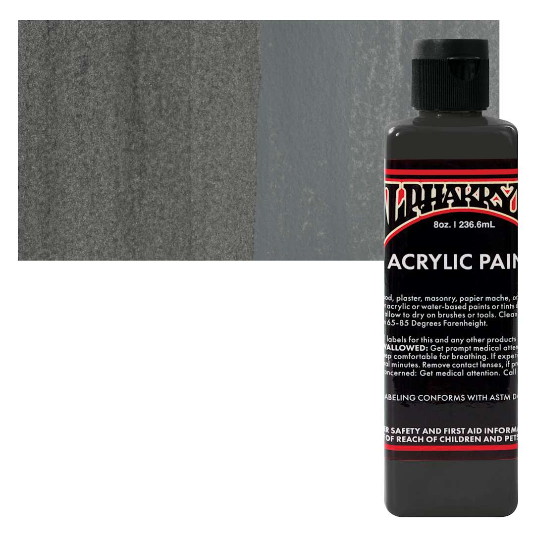 Open in modal - Alpha6 Alphakrylic Acrylic Paint - Dark Grey, 8 oz bottle and swatch