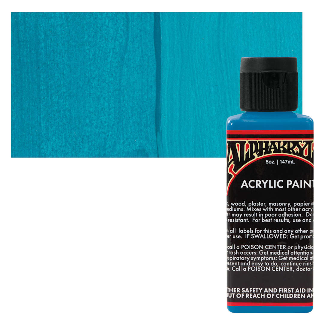Open in modal - Alpha6 Alphakrylic Acrylic Paint - Turquoise, 5 oz bottle and swatch