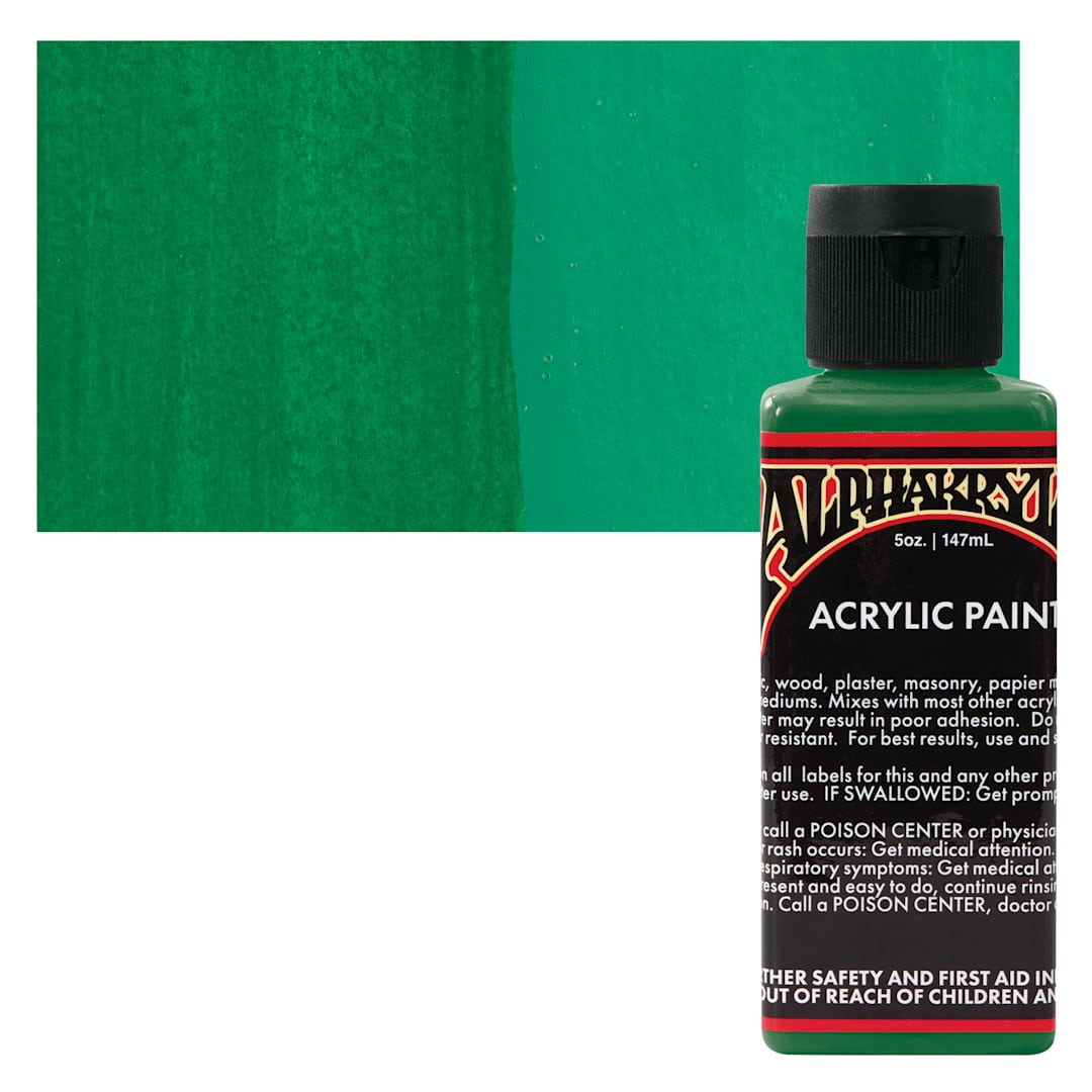 Open in modal - Alpha6 Alphakrylic Acrylic Paint - Alpha Green, 5 oz bottle and swatch