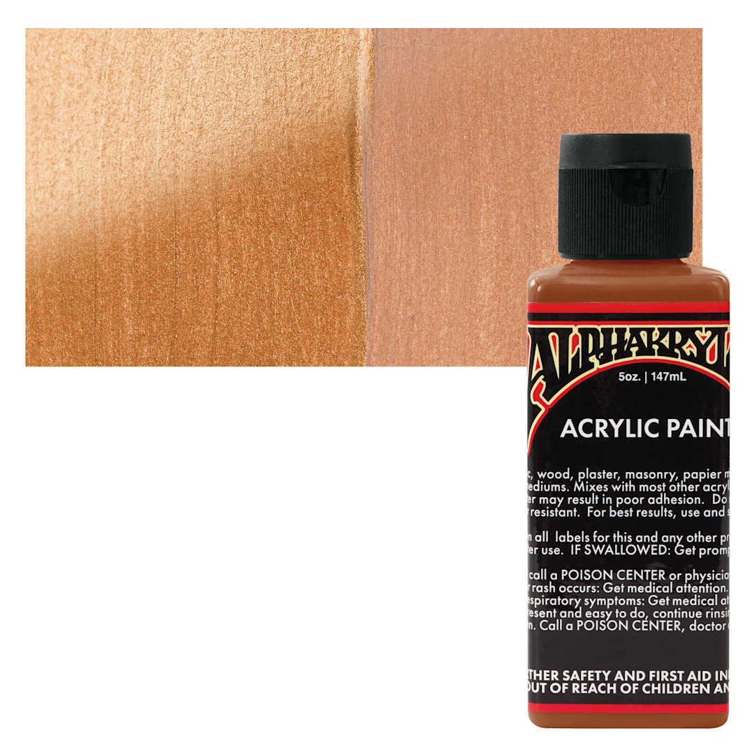 Open in modal - Alpha6 Alphakrylic Acrylic Paint - Metallic Bronze, 5 oz bottle and swatch