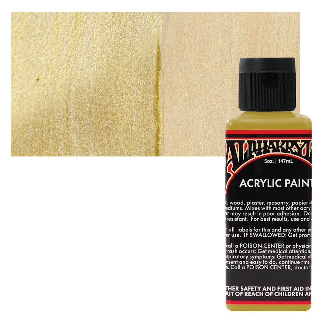 Open in modal - Alpha6 Alphakrylic Acrylic Paint - Metallic Gold, 5 oz bottle and swatch