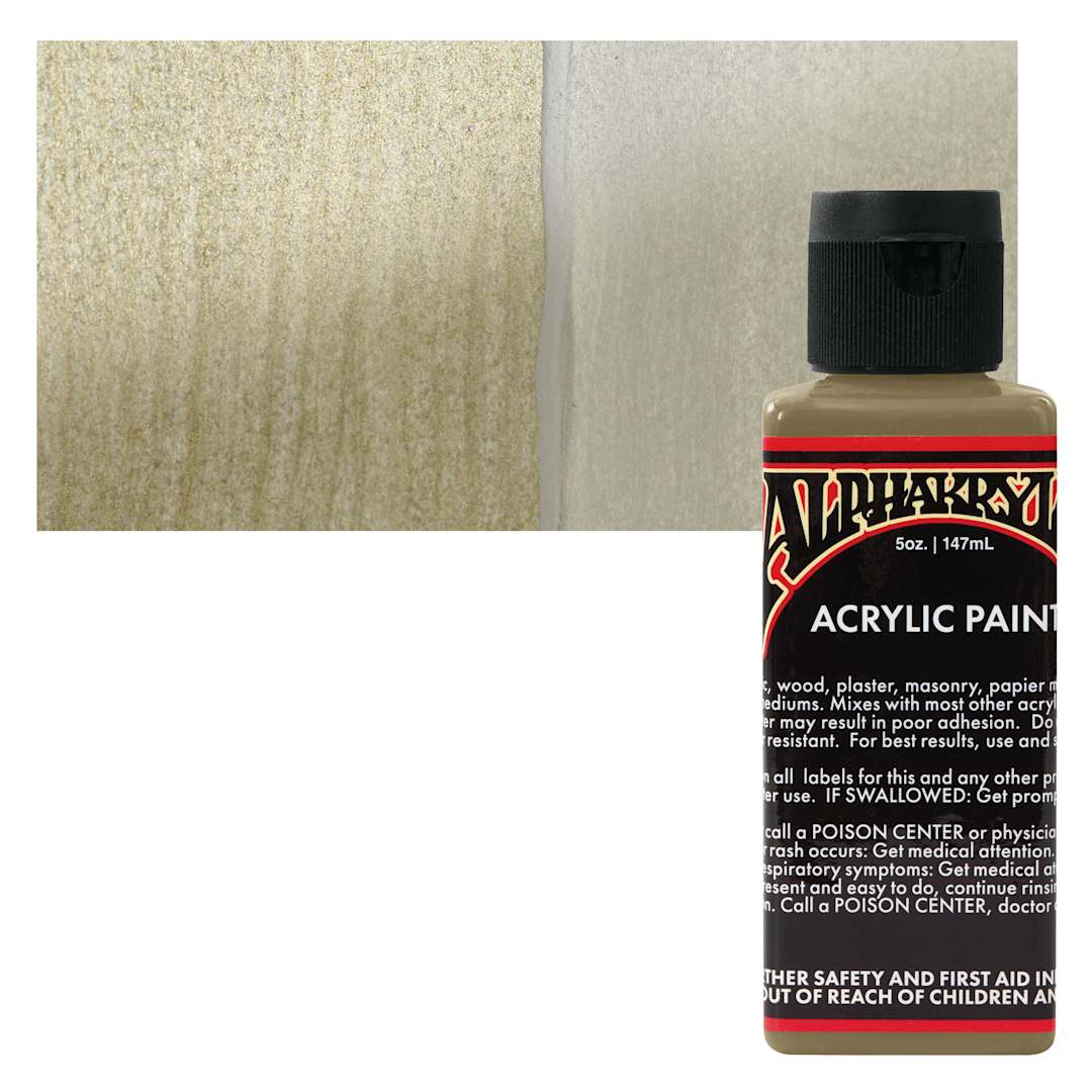Open in modal - Alpha6 Alphakrylic Acrylic Paint - Metallic Antique Gold, 5 oz bottle and swatch