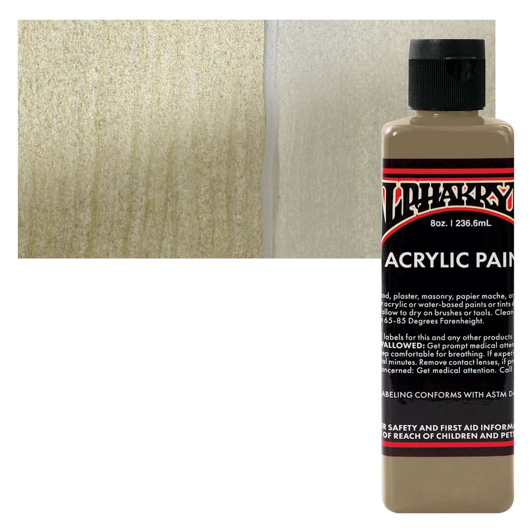 Open in modal - Alpha6 Alphakrylic Acrylic Paint - Metallic Antique Gold, 8 oz bottle and swatch