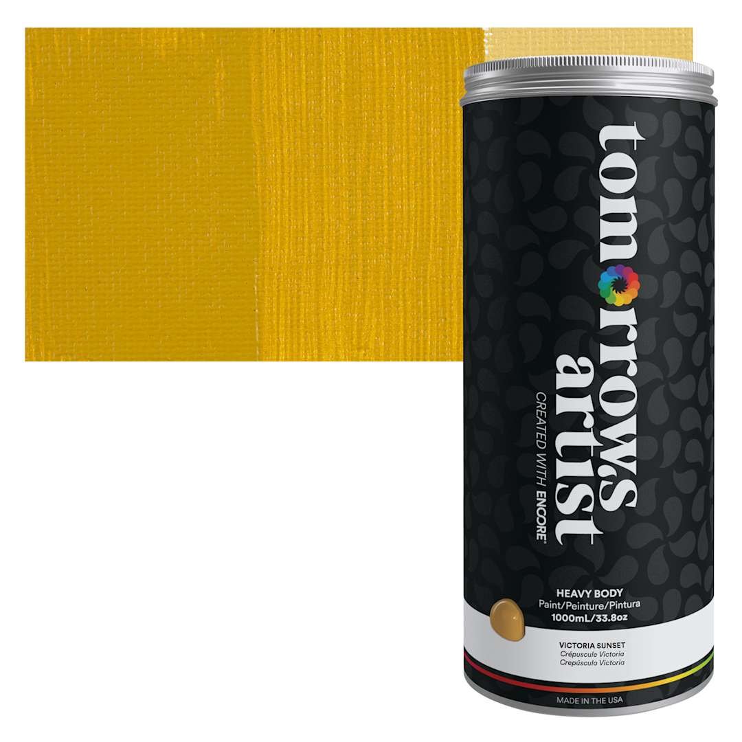 Open in modal - Tomorrow's Artist Eco-Friendly Heavy Body Acrylic Paint - Victoria Sunset, 1 L jar and swatch