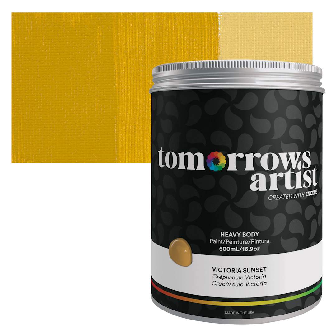 Open in modal - Tomorrow's Artist Eco-Friendly Heavy Body Acrylic Paint - Victoria Sunset, 500 ml jar and swatch