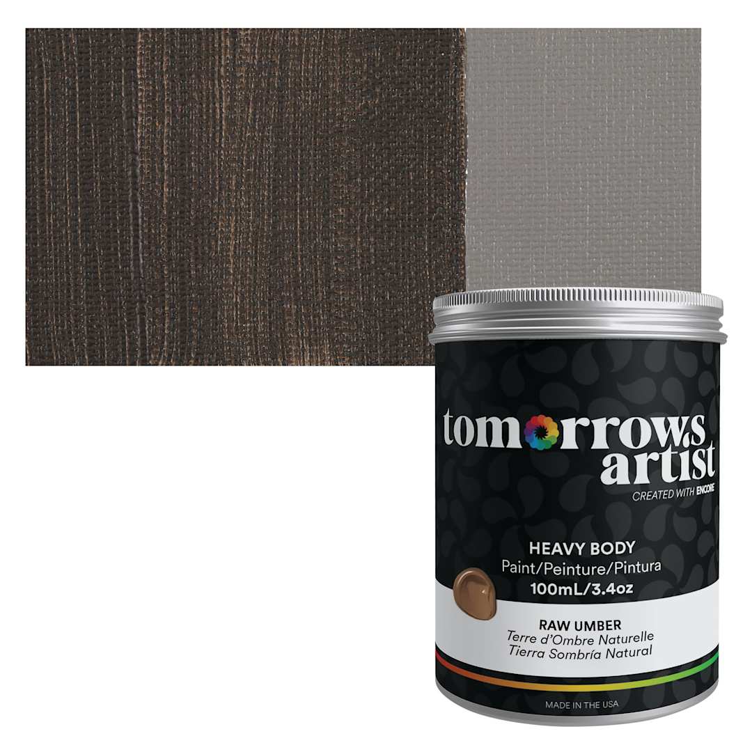 Open in modal - Tomorrow's Artist Eco-Friendly Heavy Body Acrylic Paint - Raw Umber, 100 ml jar and swatch