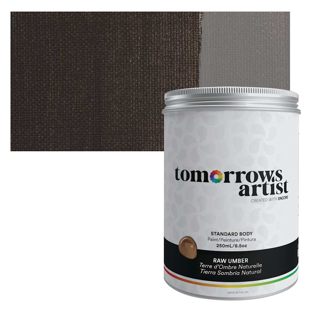 Open in modal - Tomorrow's Artist Eco-Friendly Standard Body Acrylic Paint - Raw Umber, 250 ml jar and swatch