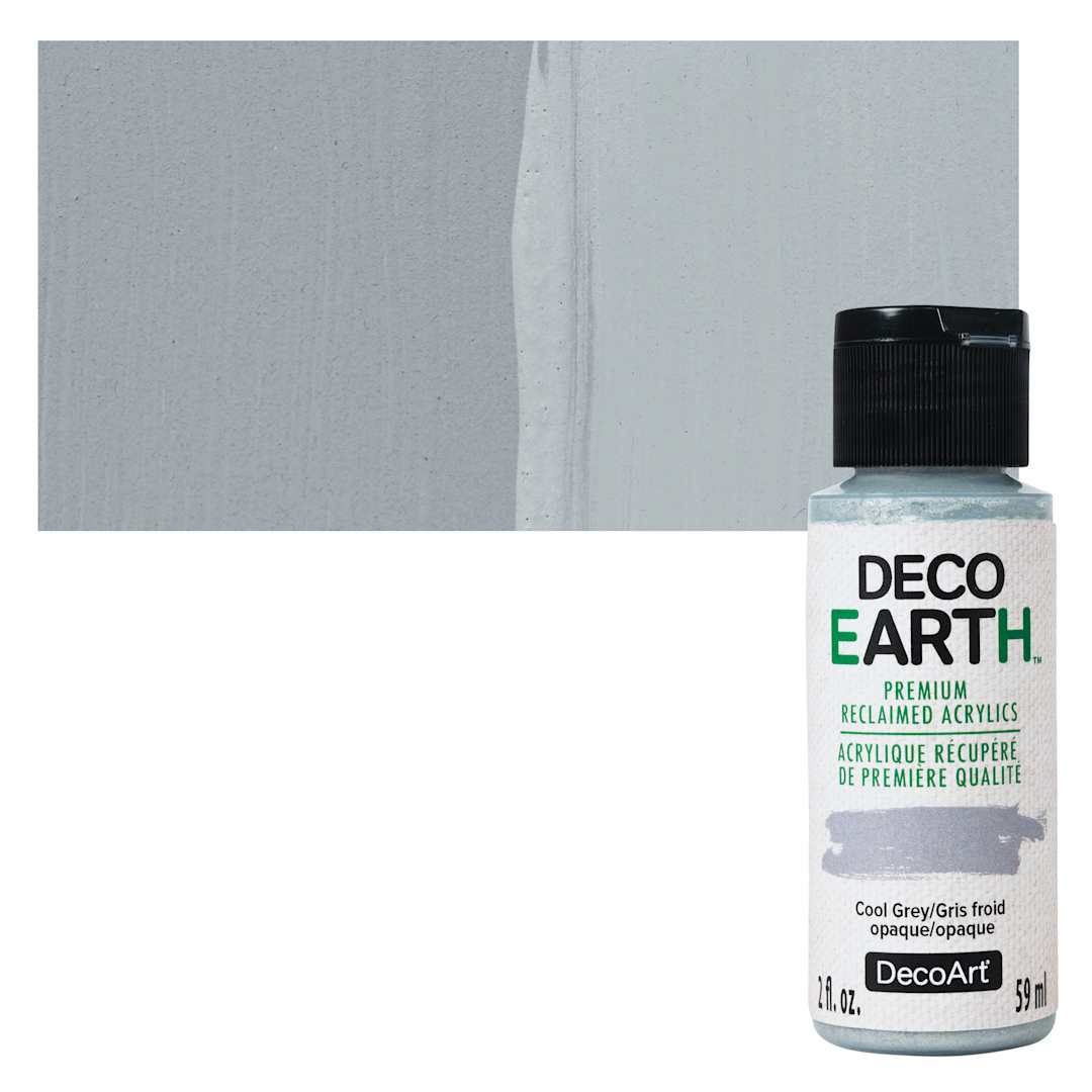 Open in modal - DecoArt DecoEarth Premium Reclaimed Acrylic Paint - Cool Grey, 2 oz bottle with swatch