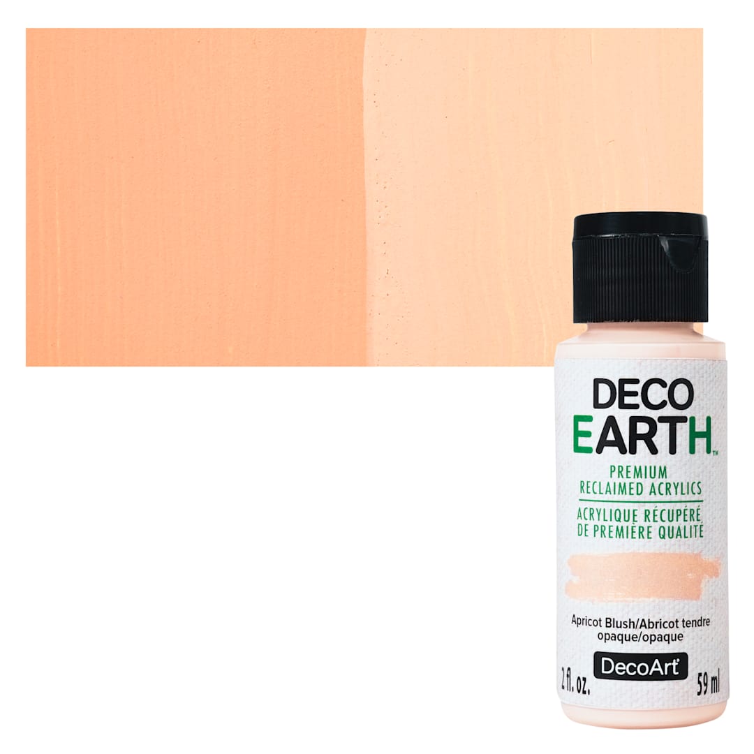 Open in modal - DecoArt DecoEarth Premium Reclaimed Acrylic Paint - Apricot Blush, 2 oz bottle with swatch