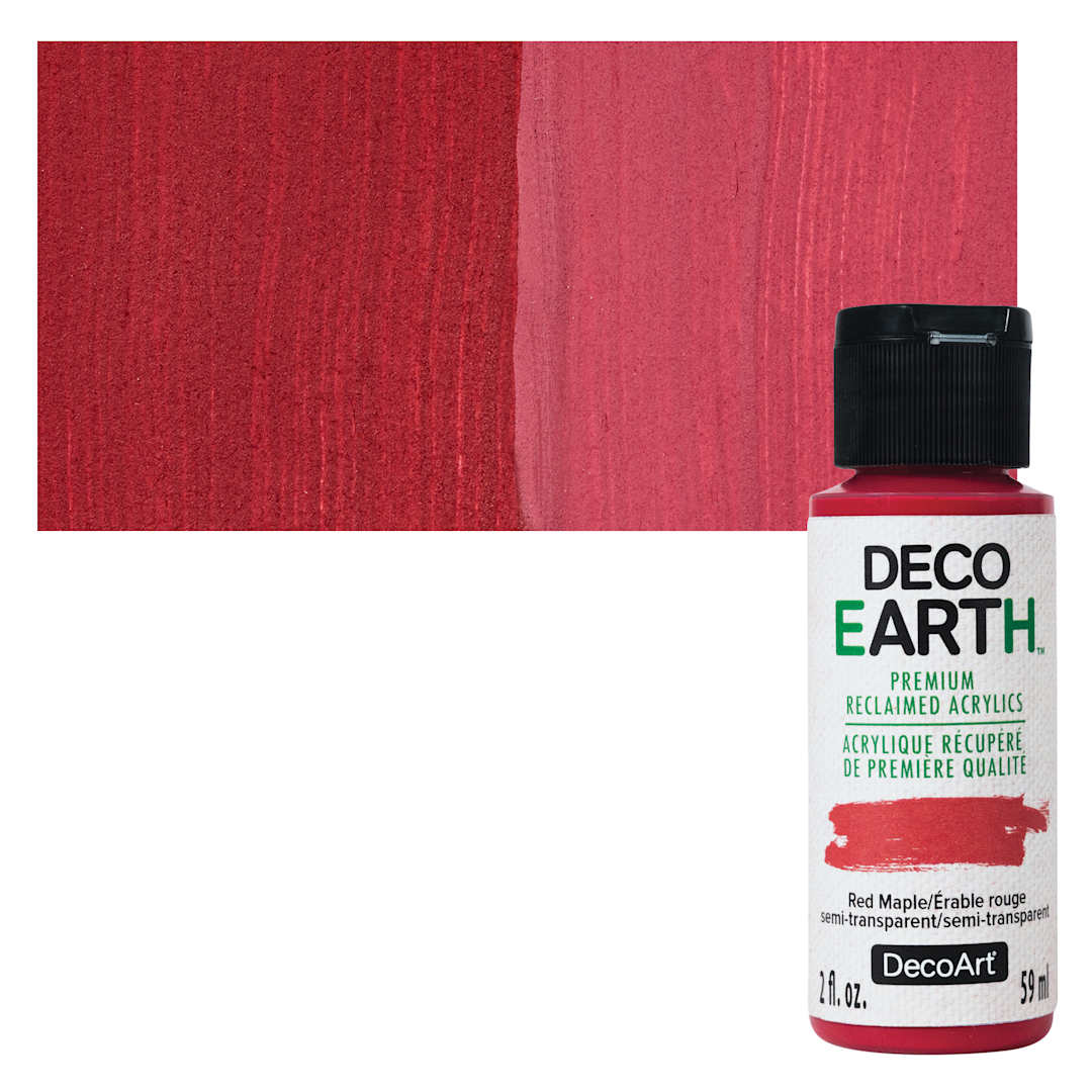 Open in modal - DecoArt DecoEarth Premium Reclaimed Acrylic Paint - Red Maple, 2 oz bottle with swatch