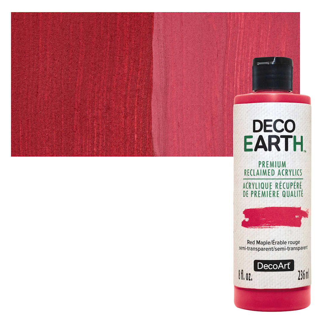 Open in modal - DecoArt DecoEarth Premium Reclaimed Acrylic Paint - Red Maple, 8 oz bottle with swatch