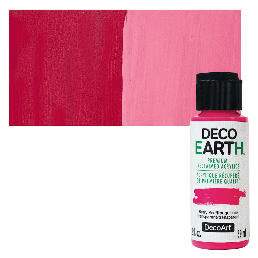 Open in modal - DecoArt DecoEarth Premium Reclaimed Acrylic Paint - Berry Red, 2 oz botle with swatch
