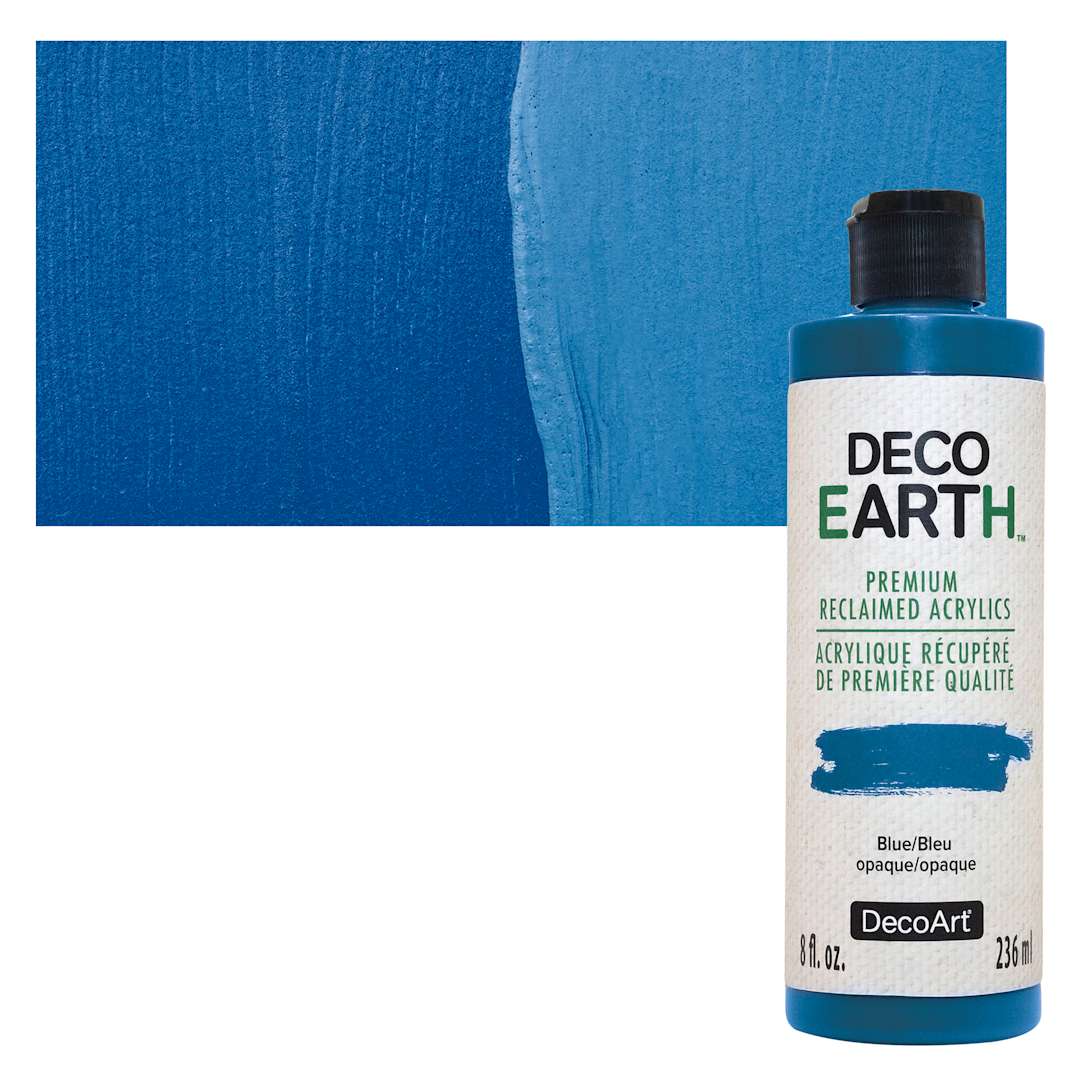 Open in modal - DecoArt DecoEarth Premium Reclaimed Acrylic Paint - Blue, 8 oz bottle with swatch