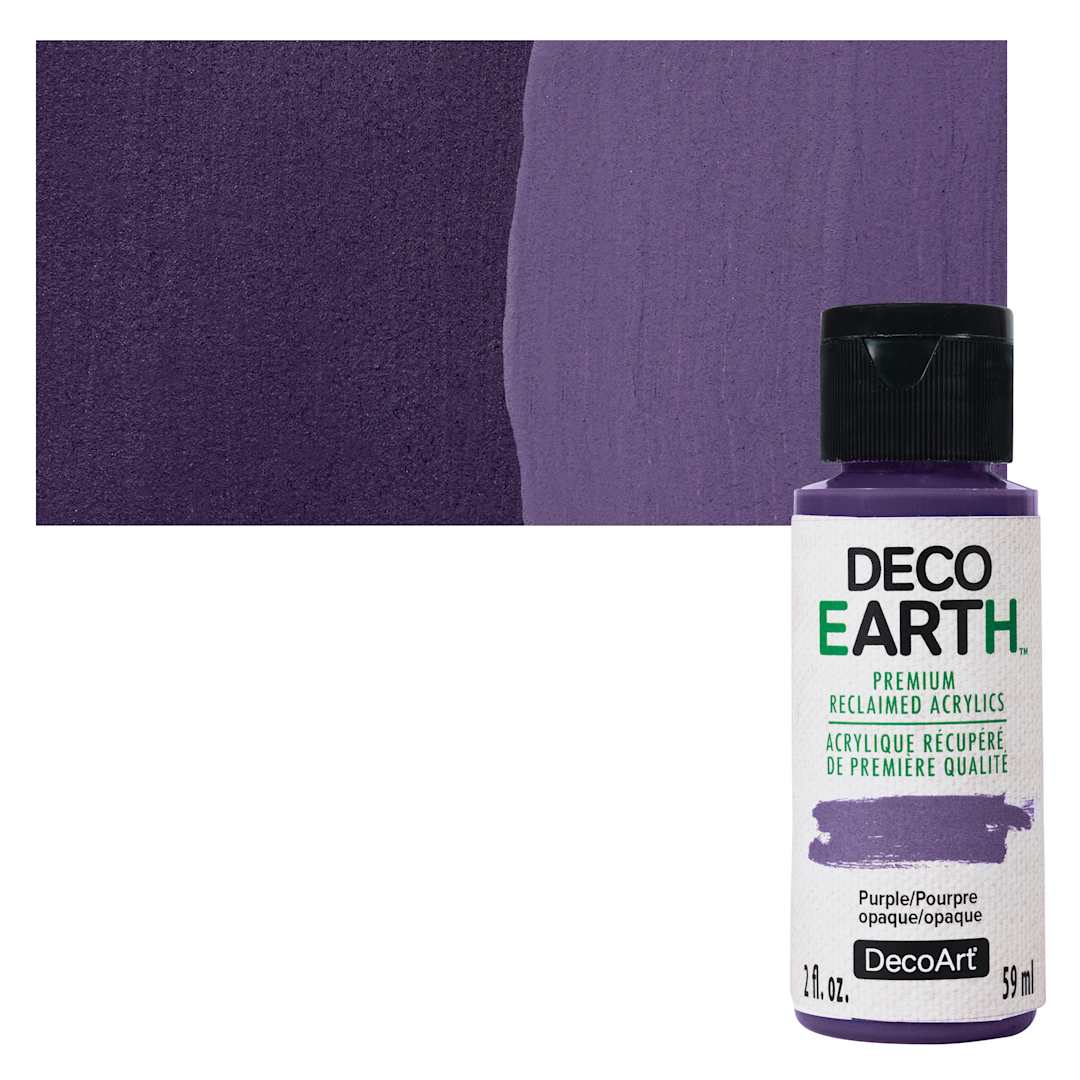 Open in modal - DecoArt DecoEarth Premium Reclaimed Acrylic Paint - Purple, 2 oz bottle with swatch