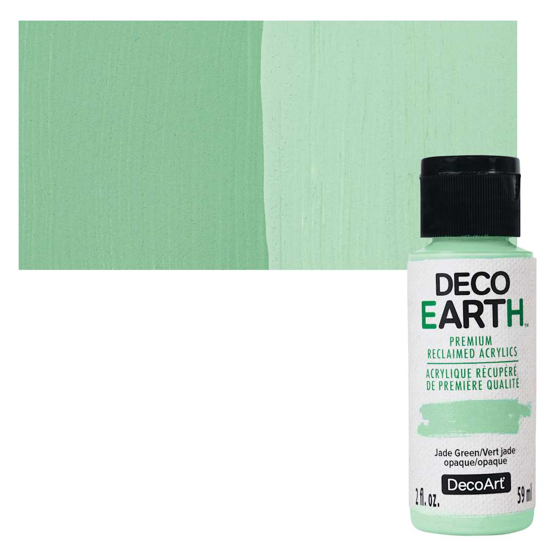 Open in modal - DecoArt DecoEarth Premium Reclaimed Acrylic Paint - Jade Green, 2 oz bottle with swatch