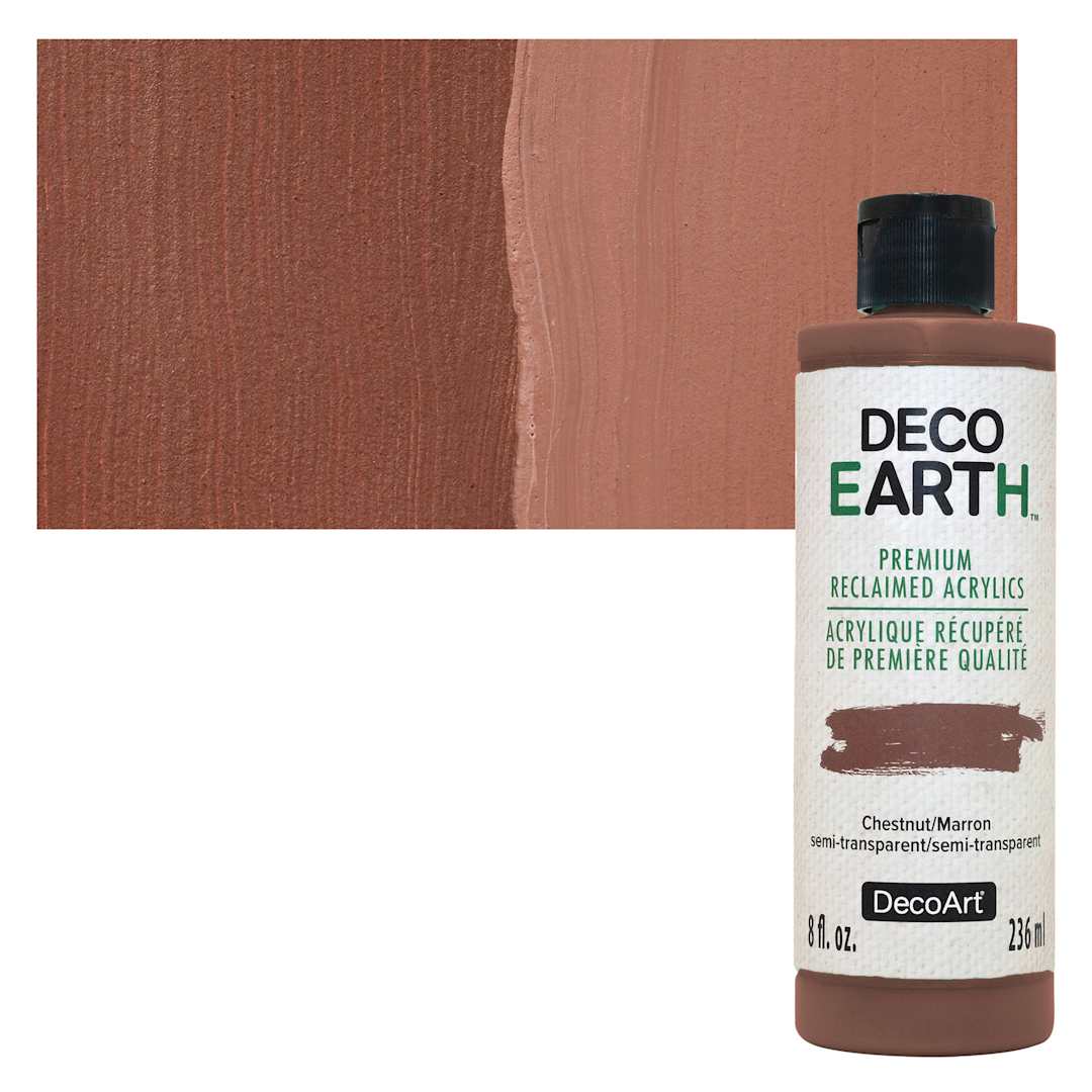 Open in modal - DecoArt DecoEarth Premium Reclaimed Acrylic Paint - Chestnut, 8 oz bottle with swatch
