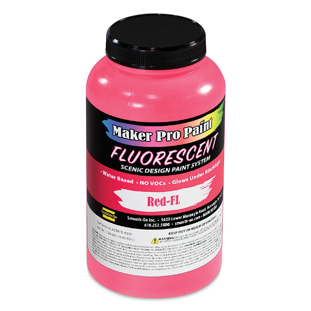 Open in modal - Smooth-On Maker Pro Acrylic-Urethane Paint - Fluorescent Red, 16 oz